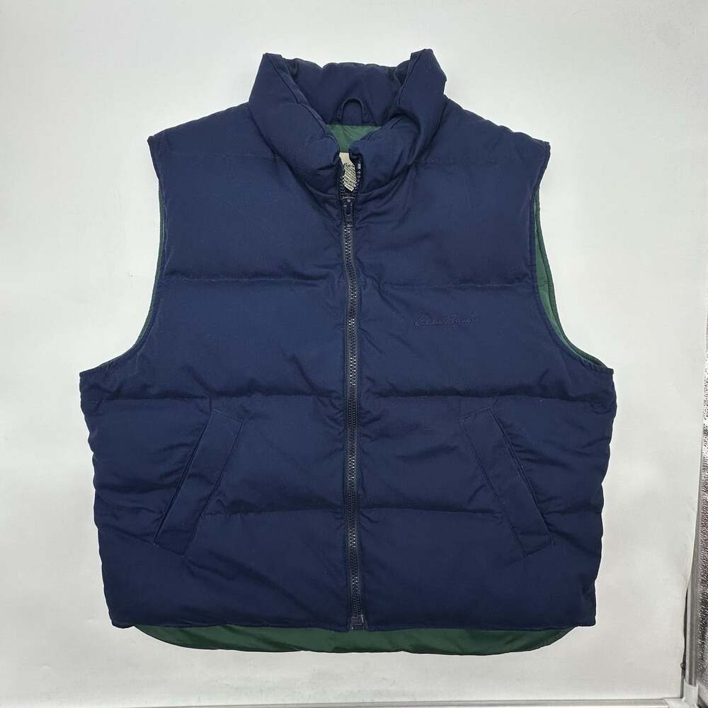 Vintage Eddie Bauer Men's Size Large Full Zip Goose Down Quilted Puffer Vest